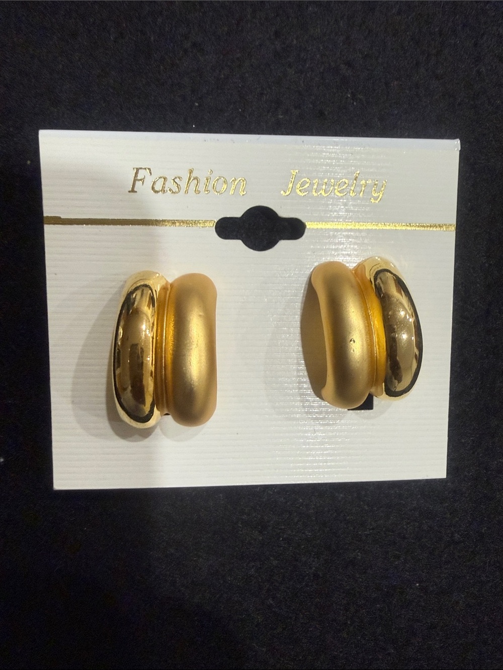 Fashion Jewelry Matte and Shiny Gold Double Hoop Earrings - Gold